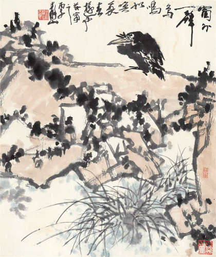 吴静山 丙子（1996年）作 窗外鸟鸣 镜片 设色纸本