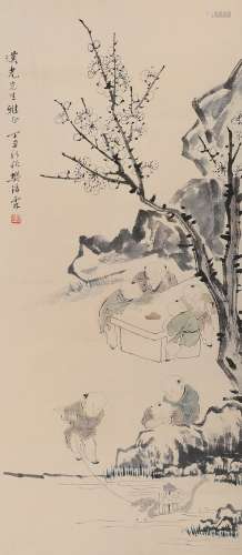 樊浩霖 丁丑（1937年）作 童趣 立轴 设色纸本