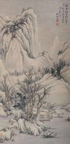 殷梓湘 丙子（1936年）作 山水 立轴 设色纸本