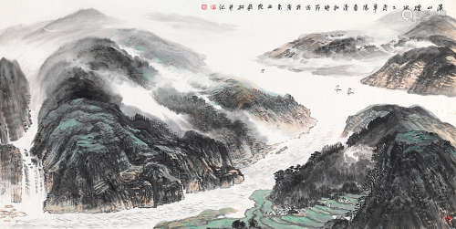 许钦松 庚寅（2010年）作 黄山烟水 镜片 设色纸本