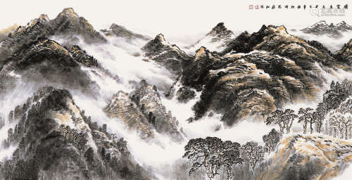 许钦松 癸巳（2013年）作 腾云在天 镜片 设色纸本