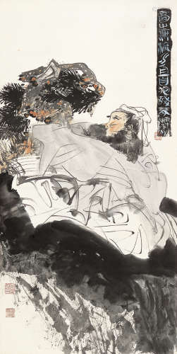林墉 庚午（1990年）作 高山无流水 镜片 设色纸本