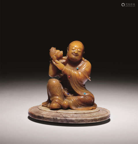 十七世纪 黄寿山戏狮罗汉像