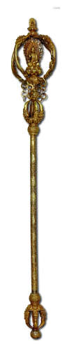 铜鎏金禅杖