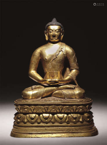十七-十八世纪 铜鎏金无量寿佛