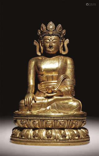 十八世纪 铜鎏金释迦牟尼像