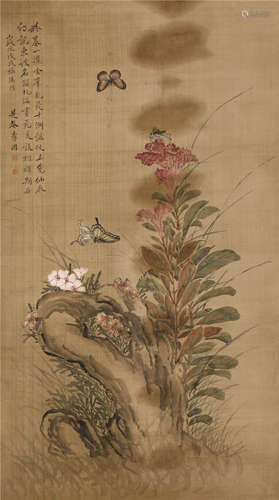 李因 花卉 绢本