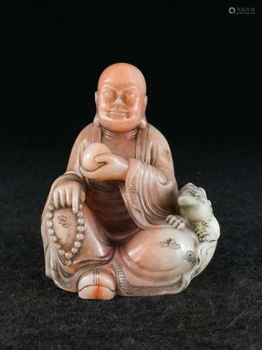 CHINESE SOAPSTONE FIGURE OF LOHAN