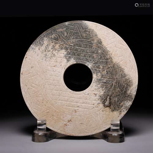 CHINESE ARCHAIC STYLE JADE BI DISK