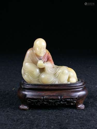 CHINESE REPUBLIC SOAPSTONE FIGURE OF LOHAN