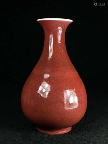 CHINESE OX BLOOD GLAZED YUHUCHUN VASE