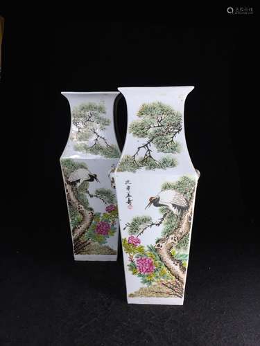 PAIR OF REPUBLIC PERIOD QIANJIANG PORCELAIN VASE