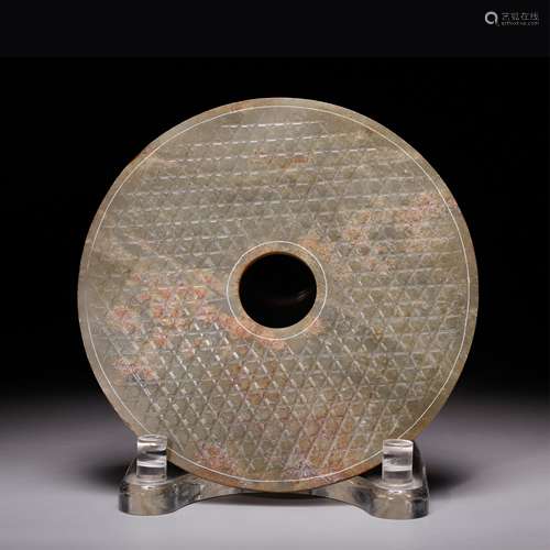 CHINESE ARCHAIC STYLE JADE BI DISK