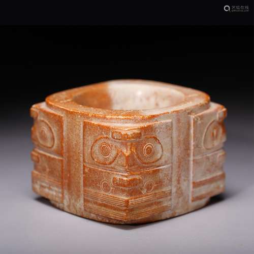 CHINESE BEAST MASK JADE CONG