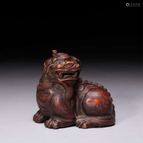 CHINESE BAMBOO CARVED FIGURE OF BEAST