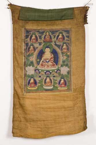 CHINESE TIBETAN THANGKA OF BHAISAJYAGURU