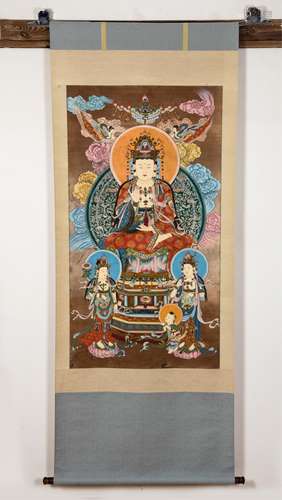 CHINESE SCROLL PAINTING OF GUANYIN