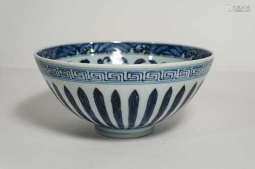 CHINESE BLUE AND WHITE BOWL WITH MARK