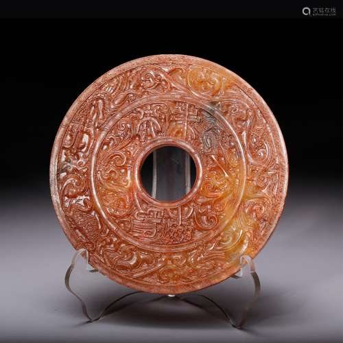 CHINESE ARCHAIC STYLE JADE BI DISK