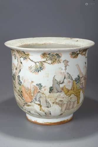 CHINESE QIANJIANG PAINTED PORCELAIN PLANTERS