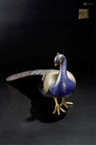 CHINESE CLOISONNÉ FIGURE OF PEACOCK