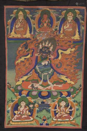 CHINESE TIBETAN THANGKA OF MAHAKALA