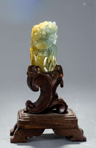 CHINESE JADEITE CARVED PARROT GROUP