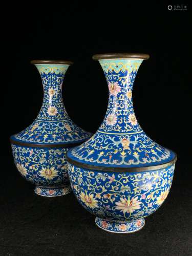 PAIR OF CHINESE CLOISONNE FLOWER VASE