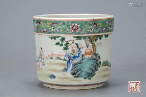 CHINESE FAMILLE ROSE FIGURAL PORCELAIN CENSER