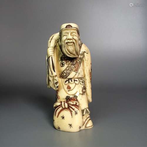 CHINESE BONE CARVED SCHOLAR FIGURE