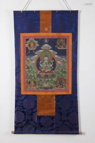 CHINESE TIBETAN THANGKA OF GUANYIN