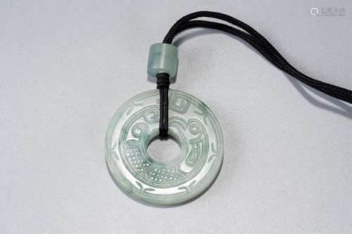 CHINESE JADEITE DISK PENDANT