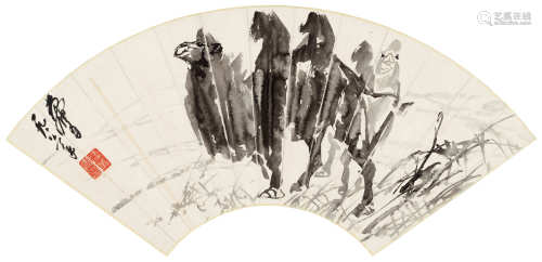 黄胄 1986年作 骆驼 立轴 水墨纸本