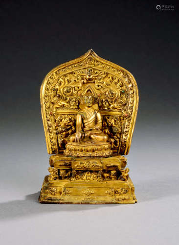 明 藏传铜鎏金萨迦派上师像