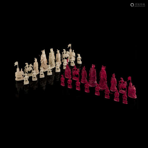 IVORY CHESS SET,LATE QING DYNASTY, 19TH CENTURY