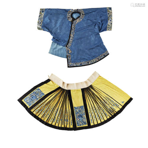 LADY'S BLUE SILK INFORMAL ROBE,QING DYNASTY, 19TH CENTURY