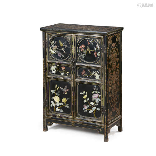 GILT-LACQUERED AND HARDSTONE-INLAID CABINET,20TH CENTURY