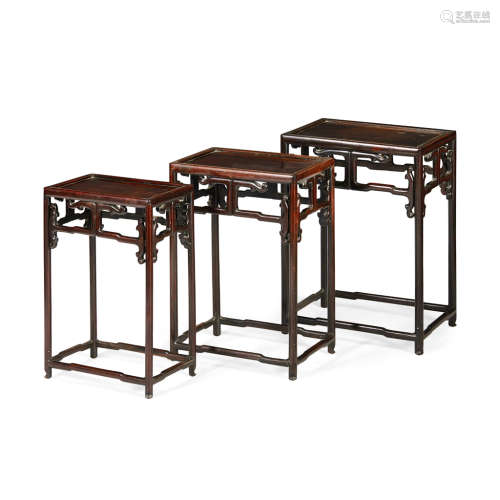 THREE BLACKWOOD NESTING TABLES