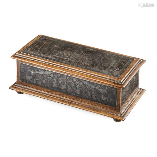 BURMESE WOODEN BOX WITH INSET WHITE METAL PANELS