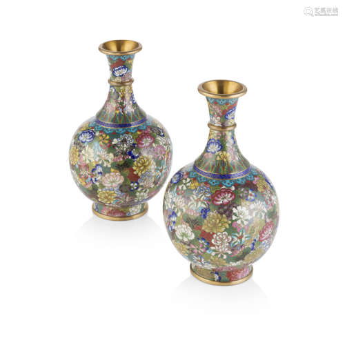 PAIR OF CLOISONNÉ ENAMEL VASES