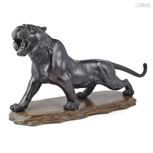 BRONZE MODEL OF A TIGER,BY JOZAN, MEIJI PERIOD