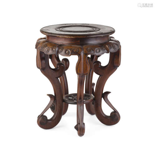 CARVED HARDWOOD STOOL,LATE 19TH/EARLY 20TH CENTURY