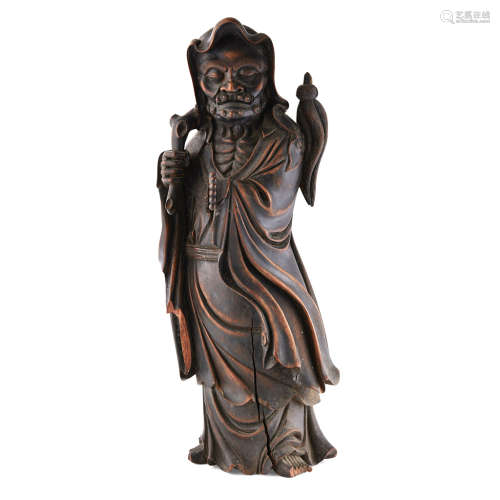 WOOD CARVING OF BODHIDHARMA,QING DYNASTY, 18TH CENTURY