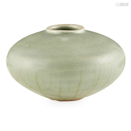 CELADON GLAZED STONEWARE SQUAT VASE