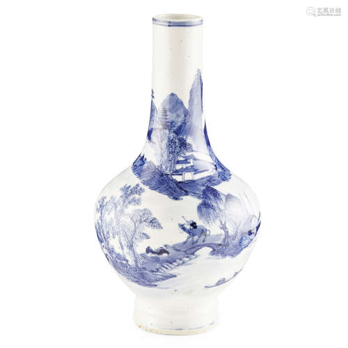 BLUE AND WHITE BOTTLE VASE,QING DYNASTY, 18TH/19TH CENTURY