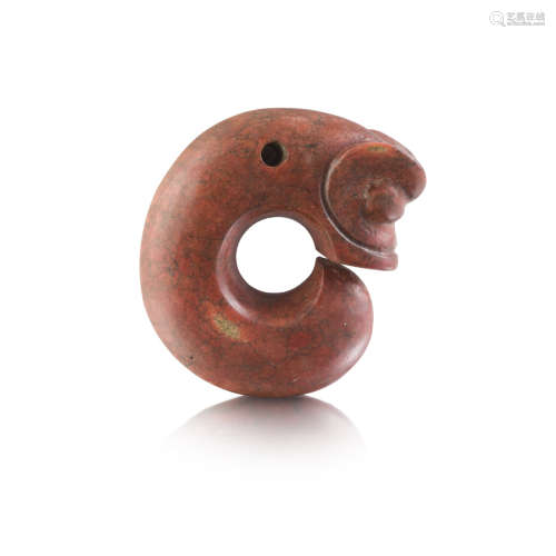 JADE PIG-DRAGON PENDANT, ZHULONG,NEOLITHIC PERIOD OR LATER