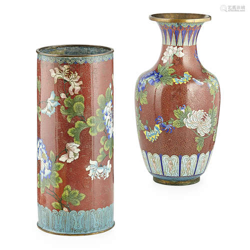 TWO CLOISONNÉ ENAMEL VASES