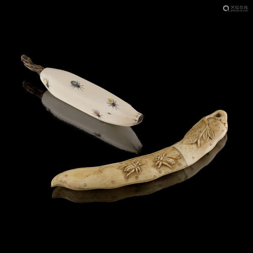 SHIBAYAMA-INLAID IVORY OKIMONO OF A BANANA,MEIJI PERIOD