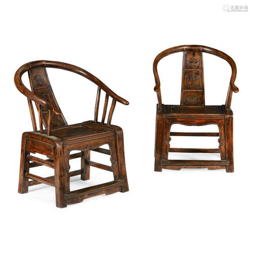 PAIR OF HARDWOOD ARMCHAIRS,QING DYNASTY, 19TH CENTURY