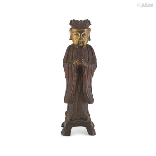 PARCEL-GILT BRONZE FIGURE OF AN OFFICIAL,MING DYNASTY